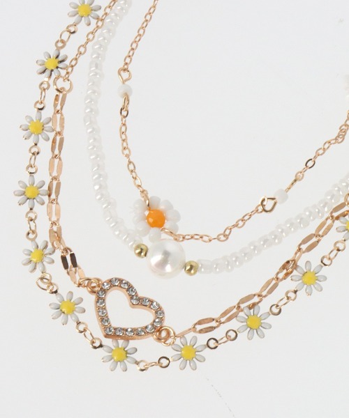 anap mimpi(アナップミンピ)の「4set ビーズ フラワー モチーフ ネックレス セット(ネックレス・レディース・ホワイト・FREE)」の6枚目の写真