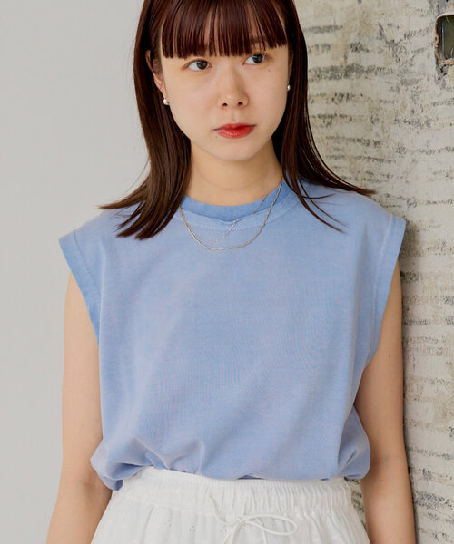 WHIMSIC(ウィムジック)の「*【WHIMSIC/2サイズ展開】サンフェードスリーブレスTシャツ(タンクトップ・メンズ・ホワイト/チャコールグレー/ブルー・1/2)」の3枚目の写真