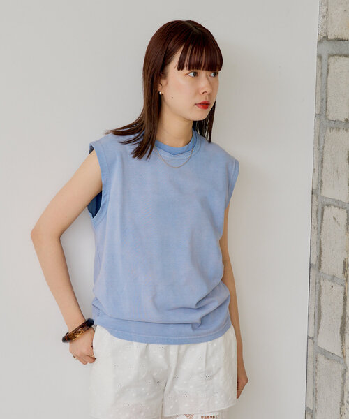 WHIMSIC(ウィムジック)の「*【WHIMSIC/2サイズ展開】サンフェードスリーブレスTシャツ(タンクトップ・メンズ・ホワイト/チャコールグレー/ブルー・1/2)」の16枚目の写真