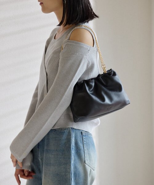 gemeil♡2wayギャザーチェーンバッグ gemeil 2wayギャザーチェーンバッグ Black - メルカリ