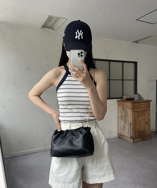 gemeil 2wayギャザーチェーンバッグ Black