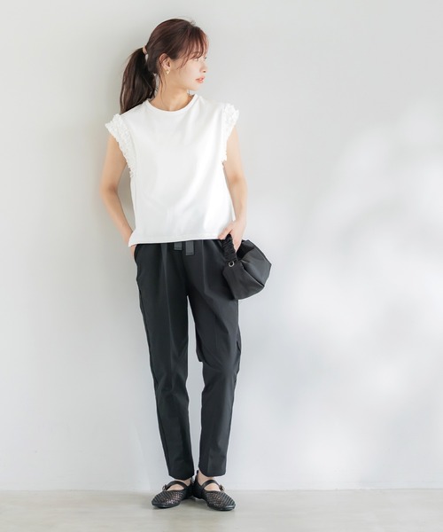 coca(coca)(コカ)の「肩フリルノースリーブTシャツ(Tシャツ/カットソー・レディース・ホワイト・M/L/S)」の6枚目の写真
