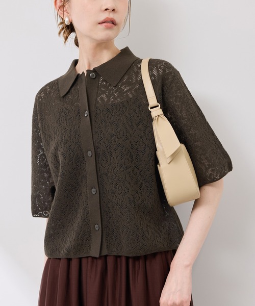 ROPE' PICNIC（ロペピクニック）の「レース襟付きカーディガン（カーディガン/ボレロ・レディース・グレー/ダークブラウン/キナリ・38）」の20枚目の写真