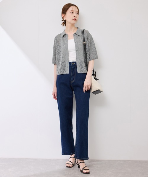 ROPE' PICNIC（ロペピクニック）の「レース襟付きカーディガン（カーディガン/ボレロ・レディース・グレー/ダークブラウン/キナリ・38）」の4枚目の写真