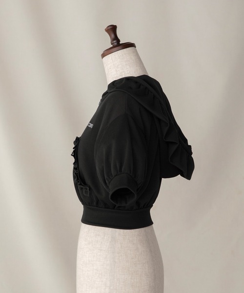 Short Zip Frill Hoodie/ショートジップフリルフーディー