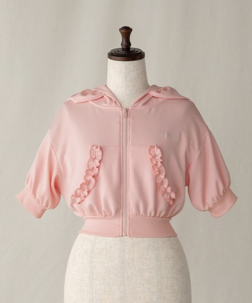 超美品♡cherichu チェリッチュ フリル パーカー ジャージ 160 大人 ワンポイントパッチパーカー カジュアルコーデ ボーイッシュ