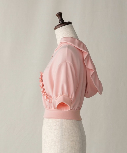 セール】Short Zip Frill Hoodie/ショートジップフリル