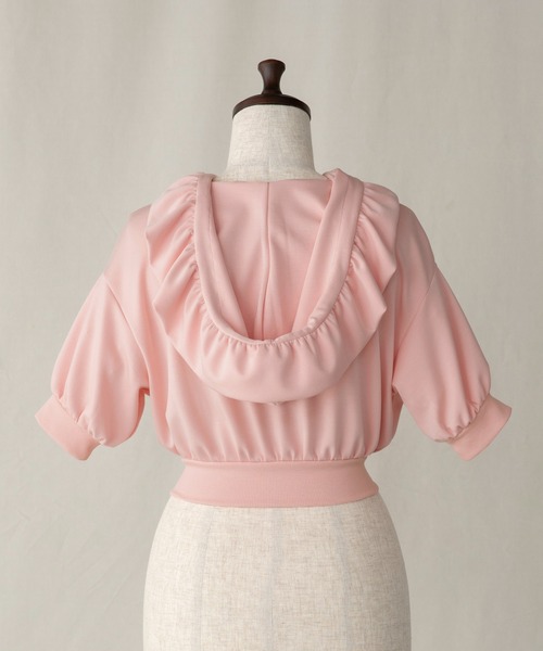PriCHOU(プリシュ)の「Short Zip Frill Hoodie/ショートジップフリルフーディー(パーカー・レディース・ブラック/ホワイト/ピンク・FREE)」の8枚目の写真