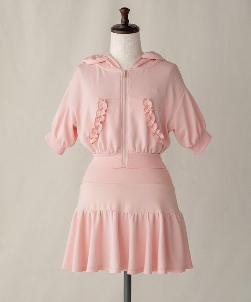 PriCHOU(プリシュ)の「Short Zip Frill Hoodie/ショートジップフリルフーディー(パーカー・レディース・ブラック/ホワイト/ピンク・FREE)」の16枚目の写真