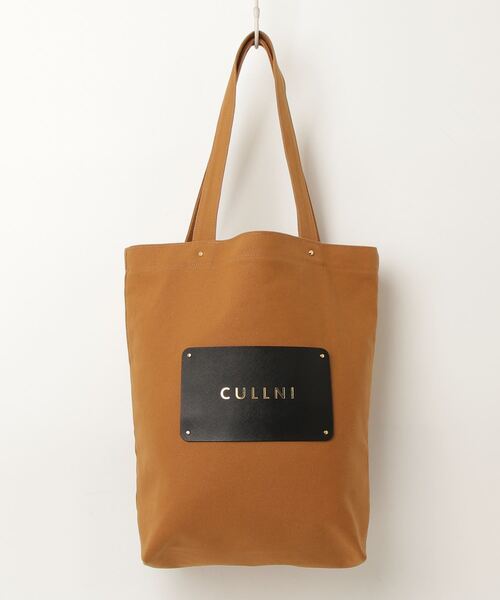 CULLNI ブラック トートバッグ CULLNI ONLINE STORE / Leather Pocket Canvas Tote Bag