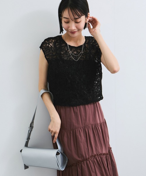 VIS(ビス)の「コードレースシアーノースリーブプルオーバー(Tシャツ/カットソー・レディース・オフホワイト/ブラック・FREE)」の16枚目の写真