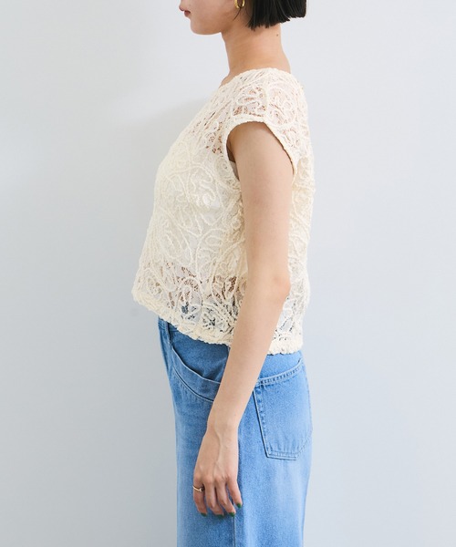 VIS(ビス)の「コードレースシアーノースリーブプルオーバー(Tシャツ/カットソー・レディース・オフホワイト/ブラック・FREE)」の11枚目の写真