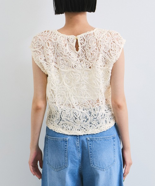 VIS(ビス)の「コードレースシアーノースリーブプルオーバー(Tシャツ/カットソー・レディース・オフホワイト/ブラック・FREE)」の12枚目の写真