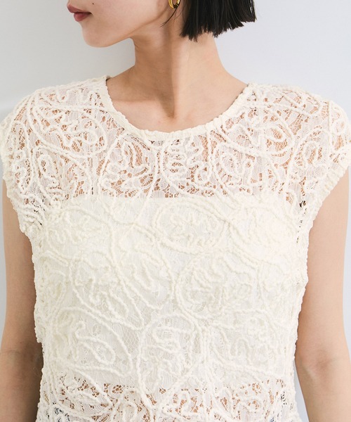 VIS(ビス)の「コードレースシアーノースリーブプルオーバー(Tシャツ/カットソー・レディース・オフホワイト/ブラック・FREE)」の13枚目の写真