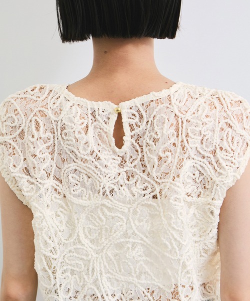 VIS(ビス)の「コードレースシアーノースリーブプルオーバー(Tシャツ/カットソー・レディース・オフホワイト/ブラック・FREE)」の5枚目の写真