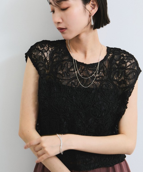 VIS(ビス)の「コードレースシアーノースリーブプルオーバー(Tシャツ/カットソー・レディース・オフホワイト/ブラック・FREE)」の20枚目の写真