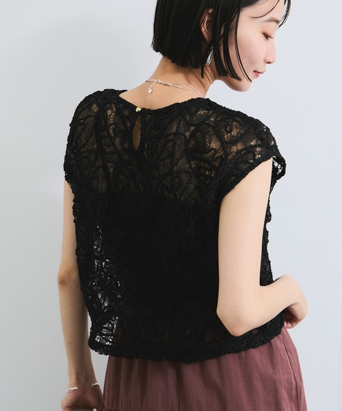 VIS(ビス)の「コードレースシアーノースリーブプルオーバー(Tシャツ/カットソー・レディース・オフホワイト/ブラック・FREE)」の14枚目の写真