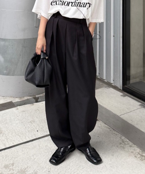 Lui's(ルイス)の「【MAY企画】コクーンタックワイドパンツ(スラックス・レディース・ブラック/グレー・36/38)」の2枚目の写真