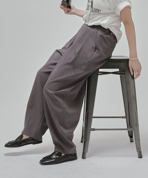 Lui's(ルイス)の「【MAY企画】コクーンタックワイドパンツ(スラックス・レディース・ブラック/グレー・36/38)」の15枚目の写真