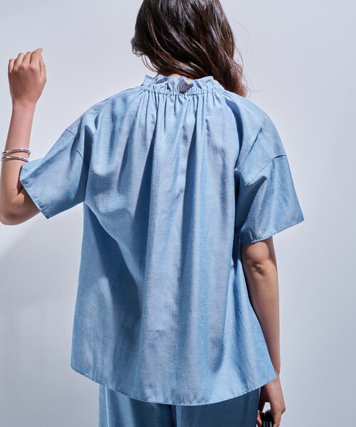 セール】【日本製／SETUP可能】ソフトダンガリーブラウス（シャツ