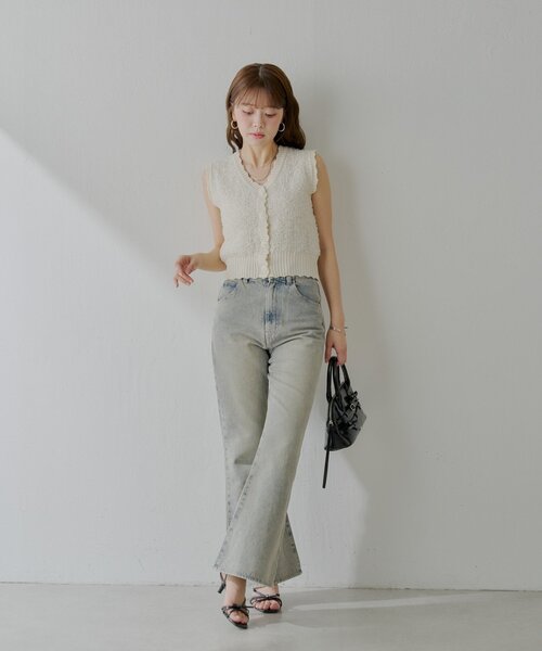 ⭐︎komomo⭐︎美品！Ballsey ホワイト ノースリーブベスト 楽天市場】ニットベスト ベスト ジレ レディース かぎ編み V