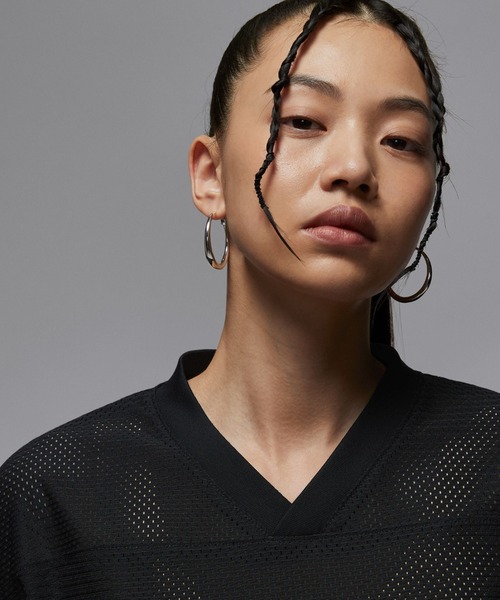 JORDAN BRAND（ジョーダンブランド）の「JORDAN BRAND AS W J BRK SS MESH JRSY TOP / ジョーダン ブランド ウィメンズ ジョーダン メッシュ ジャージー トップ / NIKE【SP】（ジャージ・レディース・ブラック/オレンジ・L/M/S）」の4枚目の写真