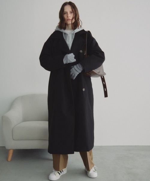 TAIONN 3WAYフードコート　ロングコート￥24,200 ブラック TAION＞シティ パイピングフード ロングダウンコート（ブラック） -WWS