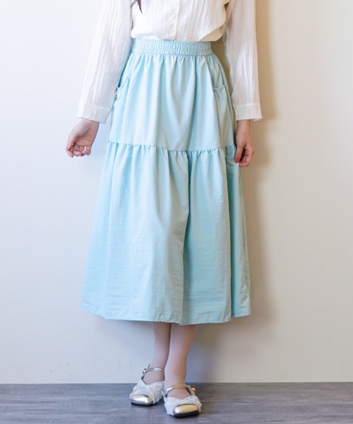 a lot of love(ア ロット オブ ラブ)の「ミモレ丈 プレーンティアードスカート(スカート・レディース・ブラック/ブルー/パープル/グリーン/ピンク・FREE)」の19枚目の写真