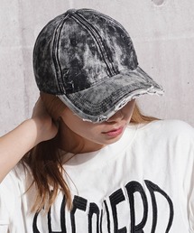 1111clothing（ワンフォークロージング）の「ケミカル加工 ダメージ カーブキャップ / Chemical processing Damage Curve cap（キャップ）」