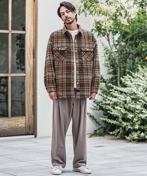 CAMBIO(カンビオ)の「mj10924-Boucle Check CPO Jacket ジャケット(その他アウター・メンズ・ブルー/ブラウン・M/L)」の17枚目の写真