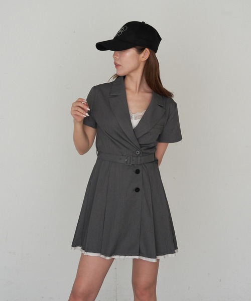 RAY CASSIN（レイカズン）の「スーツジャケットミニワンピース（ワンピース・レディース・ブラック系その他2/グレー/グレー系その他2・FREE）」の4枚目の写真