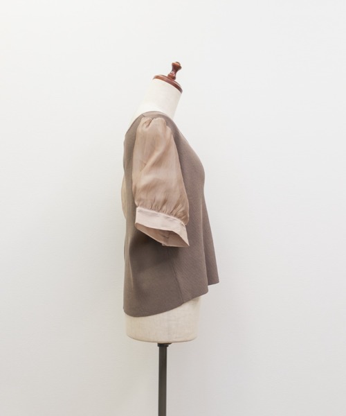 CLETTE(クレット)の「シアー袖ハートネックニット(ニット/セーター・レディース・ブラック/オフホワイト・LL/3L/4L)」の13枚目の写真