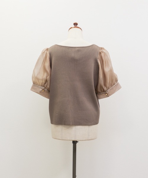 CLETTE(クレット)の「シアー袖ハートネックニット(ニット/セーター・レディース・ブラック/オフホワイト・LL/3L/4L)」の14枚目の写真