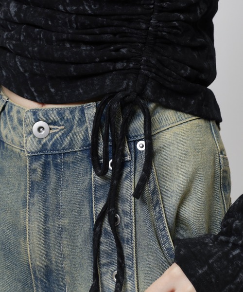 SPIRALGIRL（スパイラルガール）の「バラクラバ風アシメトップス（Tシャツ/カットソー・レディース・オフホワイト/ブラウン/ブラック・FREE）」の6枚目の写真