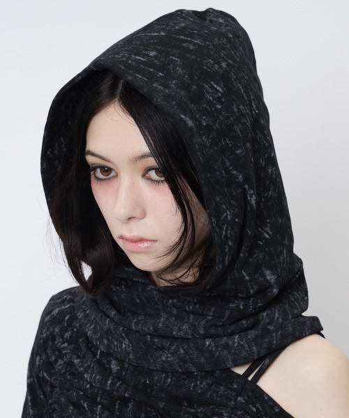 SPIRALGIRL（スパイラルガール）の「バラクラバ風アシメトップス（Tシャツ/カットソー・レディース・オフホワイト/ブラウン/ブラック・FREE）」の8枚目の写真