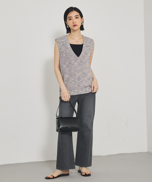 qualite（カリテ）の「カスリヤーン畦深Vニット/サマーニット/夏服（ベスト・レディース・スモークピンク/ライトグレー・フリー）」の16枚目の写真