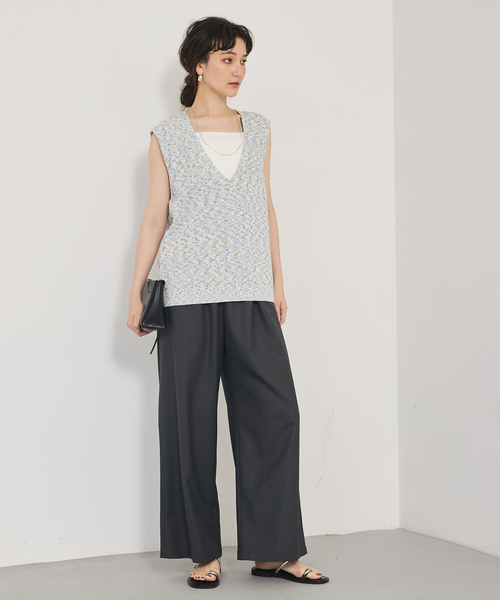 qualite（カリテ）の「カスリヤーン畦深Vニット/サマーニット/夏服（ベスト・レディース・スモークピンク/ライトグレー・フリー）」の17枚目の写真