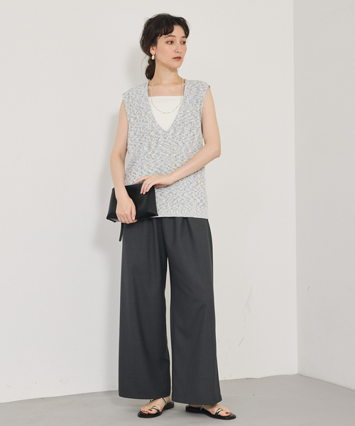 qualite（カリテ）の「カスリヤーン畦深Vニット/サマーニット/夏服（ベスト・レディース・スモークピンク/ライトグレー・フリー）」の18枚目の写真