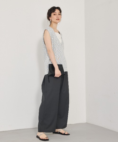 qualite（カリテ）の「カスリヤーン畦深Vニット/サマーニット/夏服（ベスト・レディース・スモークピンク/ライトグレー・フリー）」の4枚目の写真