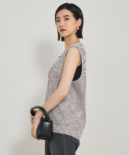 qualite（カリテ）の「カスリヤーン畦深Vニット/サマーニット/夏服（ベスト・レディース・スモークピンク/ライトグレー・フリー）」の9枚目の写真
