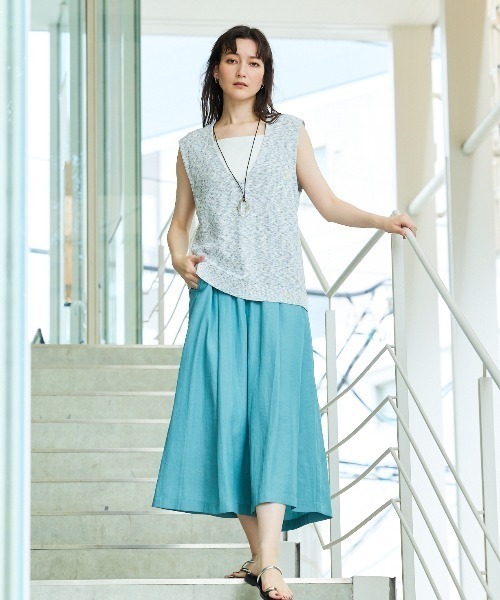 qualite（カリテ）の「カスリヤーン畦深Vニット/サマーニット/夏服（ベスト・レディース・スモークピンク/ライトグレー・フリー）」の12枚目の写真