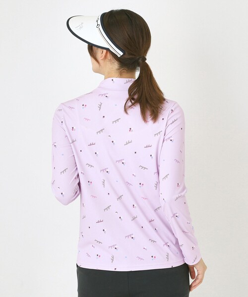 adabat（アダバット）の「【UVケア】千鳥小紋モックネックプルオーバー（Tシャツ/カットソー・レディース・ブラック系/ホワイト系1/パープル系1・38/40/36/42）」の4枚目の写真