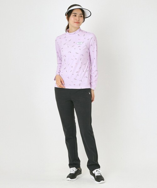 adabat（アダバット）の「【UVケア】千鳥小紋モックネックプルオーバー（Tシャツ/カットソー・レディース・ブラック系/ホワイト系1/パープル系1・38/40/36/42）」の5枚目の写真