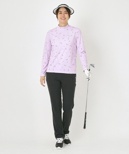 adabat（アダバット）の「【UVケア】千鳥小紋モックネックプルオーバー（Tシャツ/カットソー・レディース・ブラック系/ホワイト系1/パープル系1・38/40/36/42）」の6枚目の写真