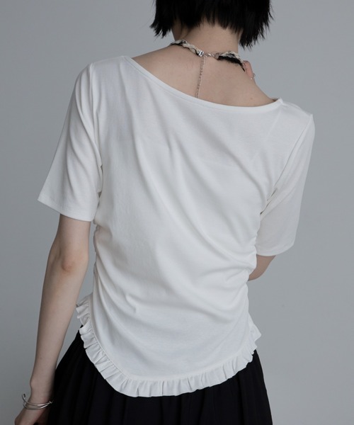 VACANCY(ヴァカンシー)の「アシンメトリーフリルヘムトップス(Tシャツ/カットソー・レディース・ホワイト/レッド/ブラック・FREE)」の20枚目の写真