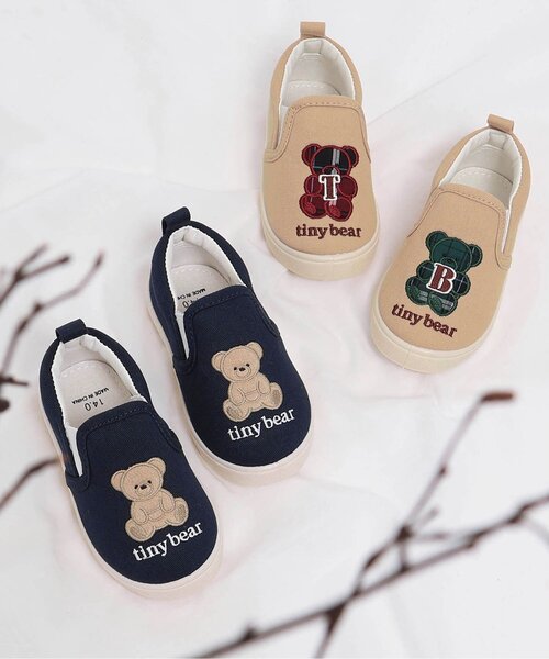 apres les cours（アプレレクール）の「tiny bear スリッポン（スニーカー・キッズ・ベージュ/ネイビー・14/15 /16/17/18）」の6枚目の写真