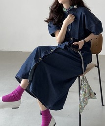 YUGA_YGMC Lantern sleeve denim dress