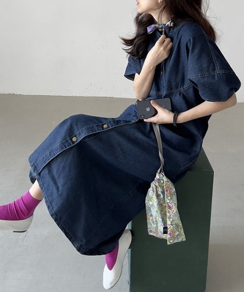 FREE STYLISTS(フリー スタイリスト)の「YUGA_YGMC Lantern sleeve denim dress(ワンピース・レディース・インディゴブルー・FREE)」の5枚目の写真