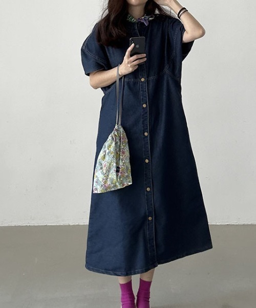 FREE STYLISTS(フリー スタイリスト)の「YUGA_YGMC Lantern sleeve denim dress(ワンピース・レディース・インディゴブルー・FREE)」の12枚目の写真