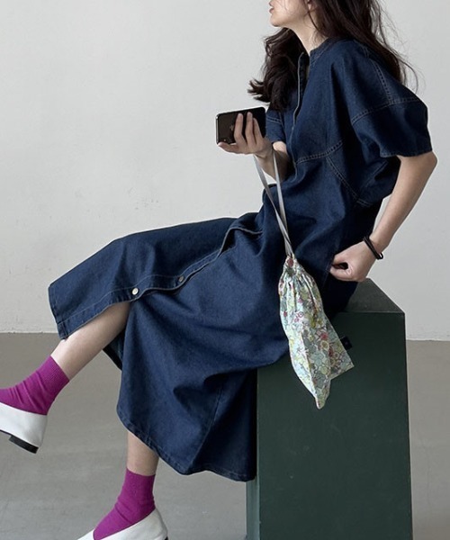 FREE STYLISTS(フリー スタイリスト)の「YUGA_YGMC Lantern sleeve denim dress(ワンピース・レディース・インディゴブルー・FREE)」の3枚目の写真